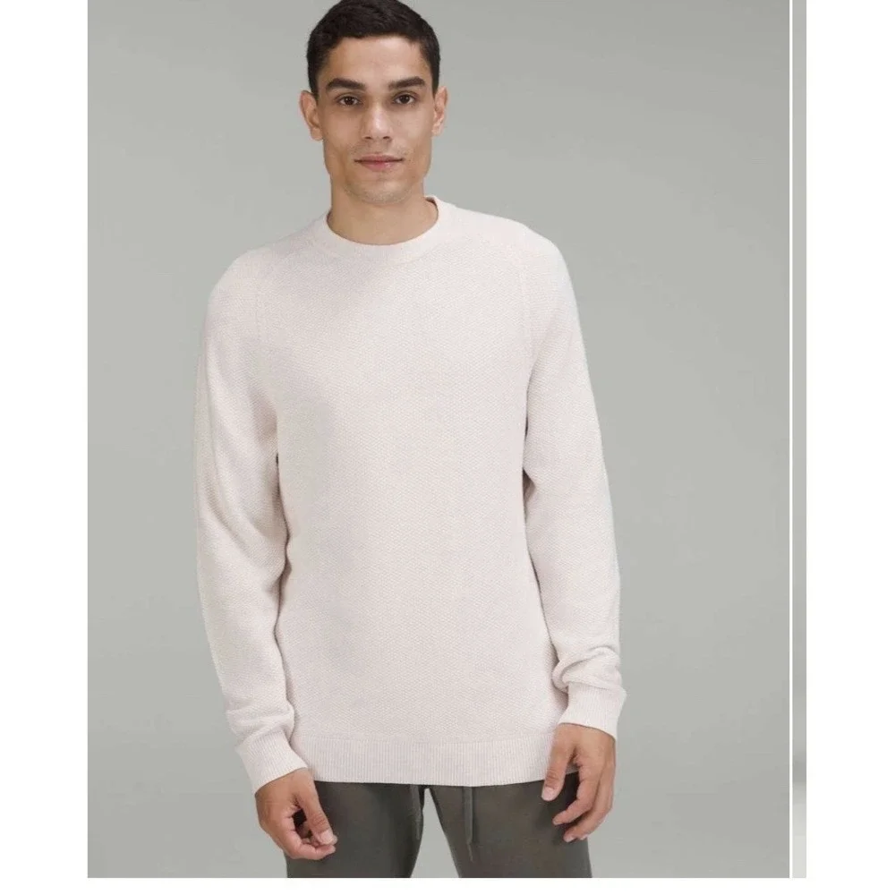 Lululemon Textured Knit Crewneck Sweater Mens Med Ivory M3DQBS